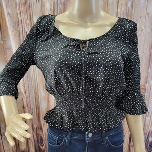 SIZE M LUNA CHIX Black & White Polka Dot Top INVPV80